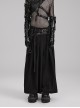 A-Shaped Pleated Belt Side Metal Adjusting Buttons Leather Loops Black Punk Japanese Warrior Pants