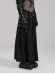 A-Shaped Pleated Belt Side Metal Adjusting Buttons Leather Loops Black Punk Japanese Warrior Pants