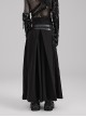 A-Shaped Pleated Belt Side Metal Adjusting Buttons Leather Loops Black Punk Japanese Warrior Pants