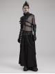 A-Shaped Pleated Belt Side Metal Adjusting Buttons Leather Loops Black Punk Japanese Warrior Pants