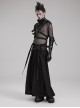 A-Shaped Pleated Belt Side Metal Adjusting Buttons Leather Loops Black Punk Japanese Warrior Pants