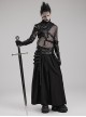 A-Shaped Pleated Belt Side Metal Adjusting Buttons Leather Loops Black Punk Japanese Warrior Pants