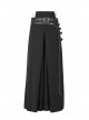 A-Shaped Pleated Belt Side Metal Adjusting Buttons Leather Loops Black Punk Japanese Warrior Pants