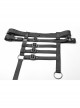 A-Shaped Pleated Belt Side Metal Adjusting Buttons Leather Loops Black Punk Japanese Warrior Pants