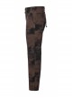 Waist Head Metal Adjusting Button Back Waist Lace-Up Brown Punk Mottled Stripes Pants
