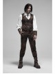 Waist Head Metal Adjusting Button Back Waist Lace-Up Brown Punk Mottled Stripes Pants