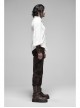 Waist Head Metal Adjusting Button Back Waist Lace-Up Brown Punk Mottled Stripes Pants