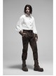 Waist Head Metal Adjusting Button Back Waist Lace-Up Brown Punk Mottled Stripes Pants
