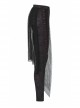 Broken Holes Backside Splice Red Mesh Lace-Up Lace Hem Black Punk Leggings