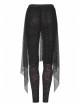 Broken Holes Backside Splice Red Mesh Lace-Up Lace Hem Black Punk Leggings