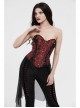 Broken Holes Backside Splice Red Mesh Lace-Up Lace Hem Black Punk Leggings