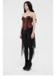 Broken Holes Backside Splice Red Mesh Lace-Up Lace Hem Black Punk Leggings