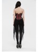 Broken Holes Backside Splice Red Mesh Lace-Up Lace Hem Black Punk Leggings
