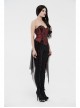 Broken Holes Backside Splice Red Mesh Lace-Up Lace Hem Black Punk Leggings