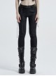 Waist Side Collision Fluorescent Yellow-Green Splice Mesh Lace-Up Hasp Black Punk Leggings