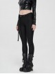Waist Side Collision Fluorescent Yellow-Green Splice Mesh Lace-Up Hasp Black Punk Leggings
