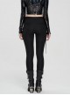 Waist Side Collision Fluorescent Yellow-Green Splice Mesh Lace-Up Hasp Black Punk Leggings