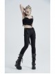 Waist Side Collision Fluorescent Yellow-Green Splice Mesh Lace-Up Hasp Black Punk Leggings