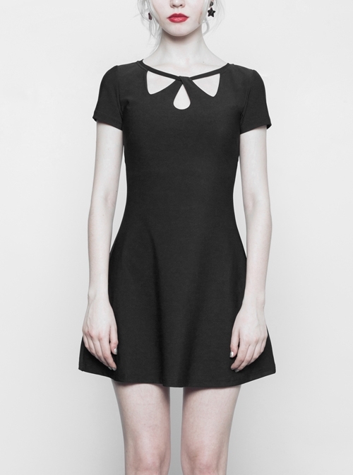 Steam Punk Female Casual Elegant Hollow Elastic High Waist Dress