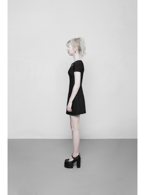 Steam Punk Female Casual Elegant Hollow Elastic High Waist Dress