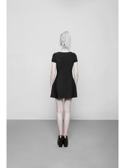 Steam Punk Female Casual Elegant Hollow Elastic High Waist Dress