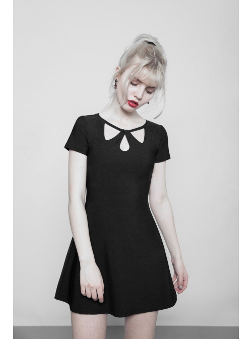 Steam Punk Female Casual Elegant Hollow Elastic High Waist Dress