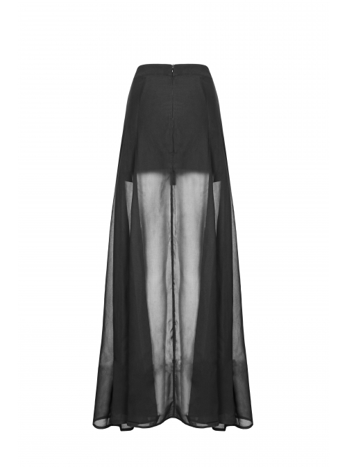 Steam Punk Female Dark High Waist Chiffon Long Skirt