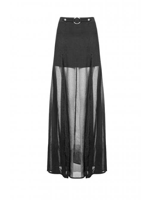 Steam Punk Female Dark High Waist Chiffon Long Skirt