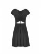 Steam Punk Female Black Hollow Lace Hem Pleated Dress