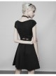 Steam Punk Female Black Hollow Lace Hem Pleated Dress