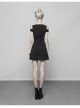 Gothic Female Black Binding Lace Stitching High Waist Dress