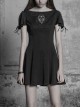 Gothic Female Black Elastic Hollow Lace Embroidered High Waist Dress