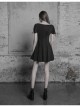 Gothic Female Black Elastic Hollow Lace Embroidered High Waist Dress
