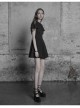 Gothic Female Black Elastic Hollow Lace Embroidered High Waist Dress
