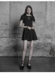 Gothic Female Black Elastic Hollow Lace Embroidered High Waist Dress