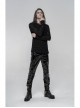 Black Stretch Patent PU Leather Splice Velvety Punk Trousers