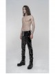 Black Stretch Patent PU Leather Splice Velvety Punk Trousers