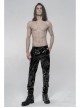 Black Stretch Patent PU Leather Splice Velvety Punk Trousers