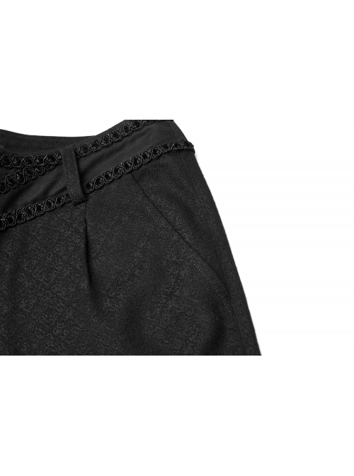 Dark Weave Jacquard Waist Gorgeous Ribbon Black Gothic Pants