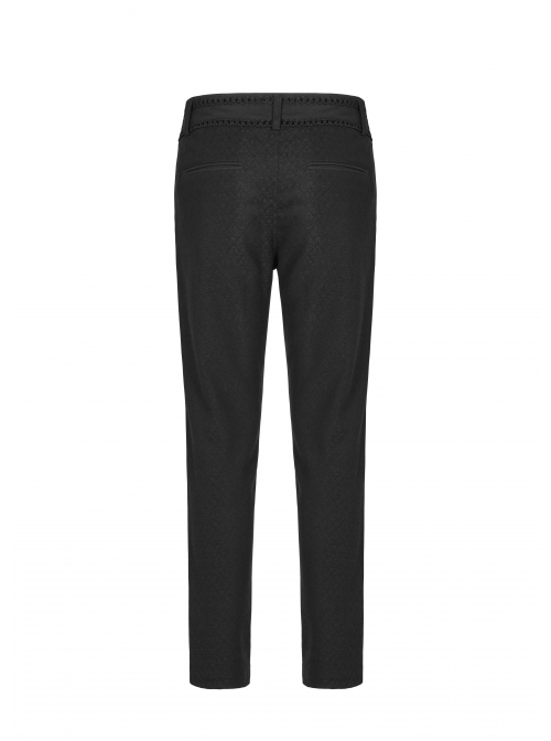 Dark Weave Jacquard Waist Gorgeous Ribbon Black Gothic Pants