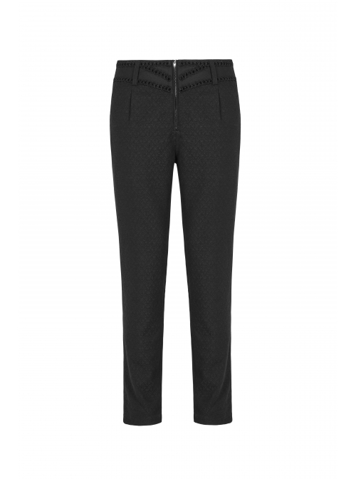 Dark Weave Jacquard Waist Gorgeous Ribbon Black Gothic Pants