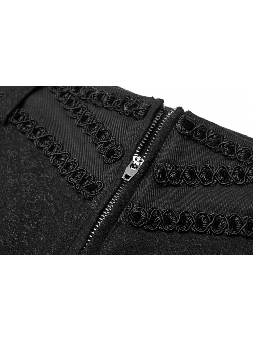 Dark Weave Jacquard Waist Gorgeous Ribbon Black Gothic Pants