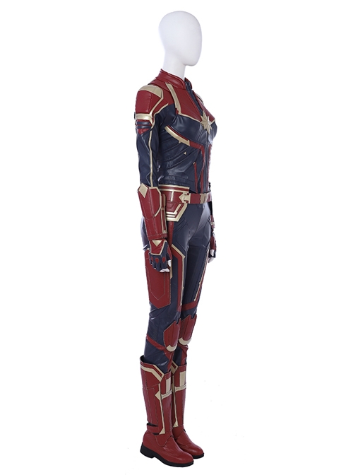 Captain Marvel Carol Danvers Red Version Battle Suit Halloween Cosplay Costume Full Set