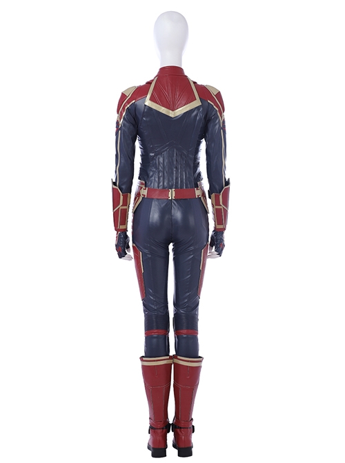 Captain Marvel Carol Danvers Red Version Battle Suit Halloween Cosplay Costume Full Set
