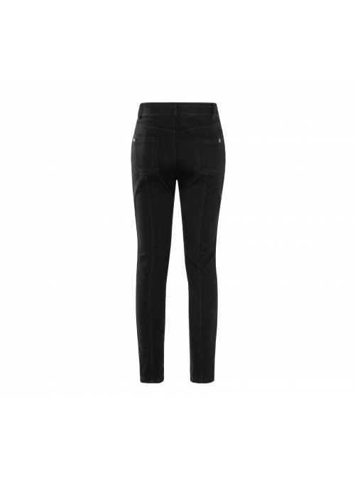 Skull Button Braided Belt Metal Rings Decoration Black Punk Twill Velvet Trousers