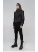 Skull Button Braided Belt Metal Rings Decoration Black Punk Twill Velvet Trousers