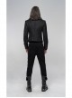 Skull Button Braided Belt Metal Rings Decoration Black Punk Twill Velvet Trousers