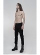 Skull Button Braided Belt Metal Rings Decoration Black Punk Twill Velvet Trousers