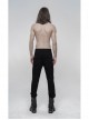 Skull Button Braided Belt Metal Rings Decoration Black Punk Twill Velvet Trousers
