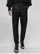 Jacquard Tatting Retro Carved Buttons Waistband Black Gothic Pants